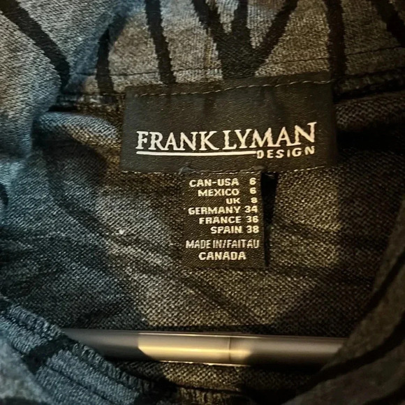 Frank Lyman design gray geometric pattern cowl neck sweater  midi dress size 6 - Picture 7 of 10